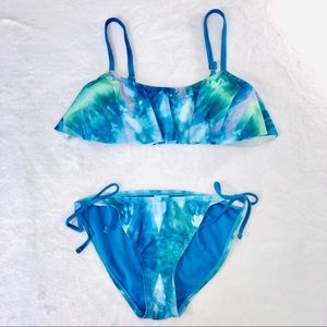Candies Blue Tie Dye Flounce Bikini Set Medium